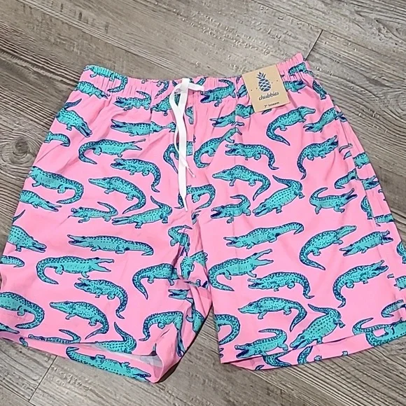 Chubbies Zipper Back Pocket Alligator Swim Trunks Size Large